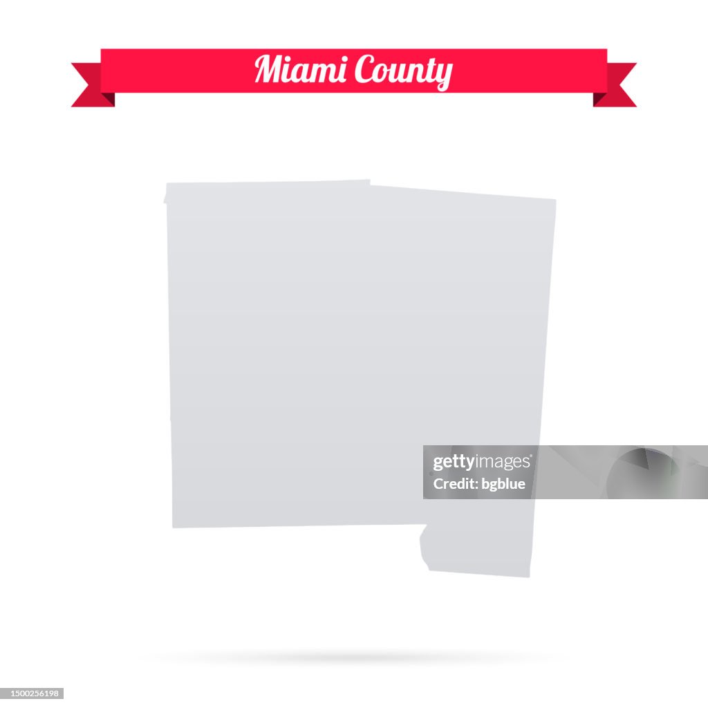 Miami County, Ohio. Map on white background with red banner