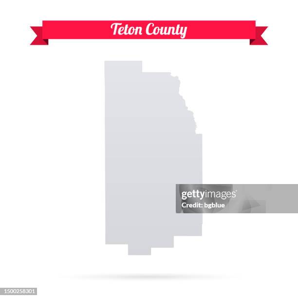 teton county, wyoming. map on white background with red banner - jackson wyoming stock illustrations