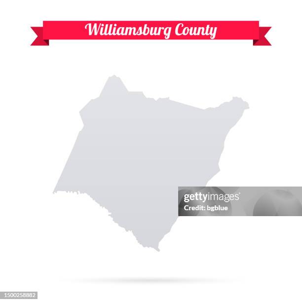 williamsburg county, south carolina. map on white background with red banner - williamsburg stock illustrations