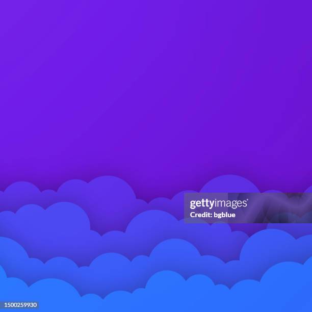 blue sky with couds - paper cut background - trendy 3d design - dark rain clouds stock illustrations