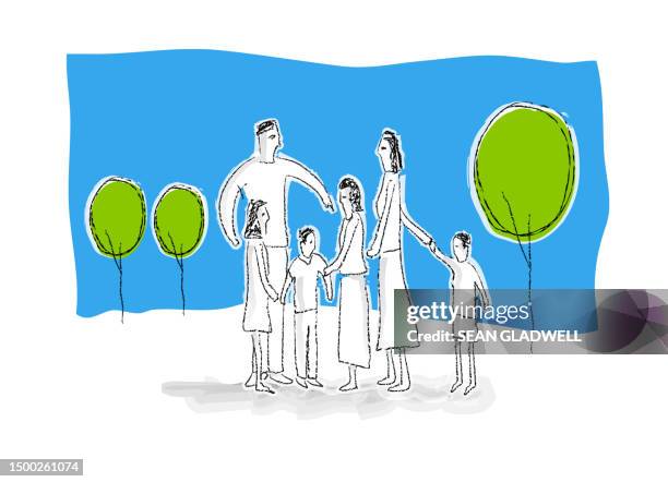 family group illustration - kids illustration stock pictures, royalty-free photos & images