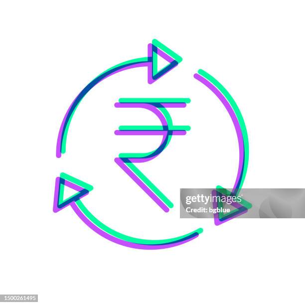 indian rupee reload. icon with two color overlay on white background - cost transparency stock illustrations