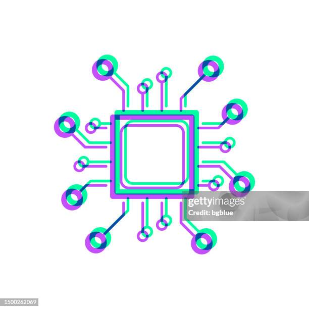 processor. icon with two color overlay on white background - quantum processor stock illustrations