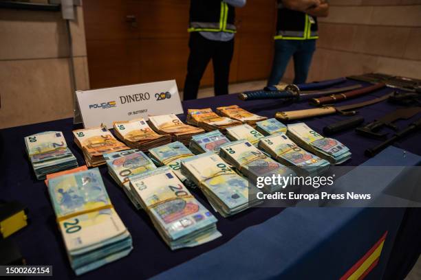 Money seized during the National Police operation that has dismantled the synthetic drug warehouses in the northern axis of Spain, in the Canillas...