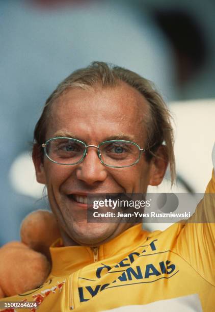 French road racing cyclist Laurent Fignon, one of the big favourites, by 8 seconds, behind American Greg LeMond. At the third place, Spanish Pedro...