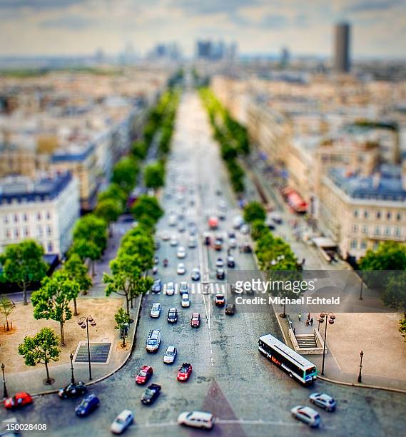 view from arc de triomphe - arc de triomphe overview stock pictures, royalty-free photos & images