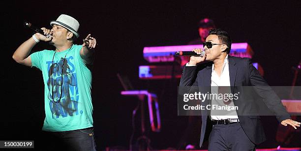 Singers Frankie J and Baby Bash perform at HP Pavilion on August 8, 2012 in San Jose, California.