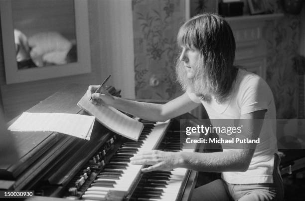 English keyboard player Keith Emerson working at home, 4th September 1971.