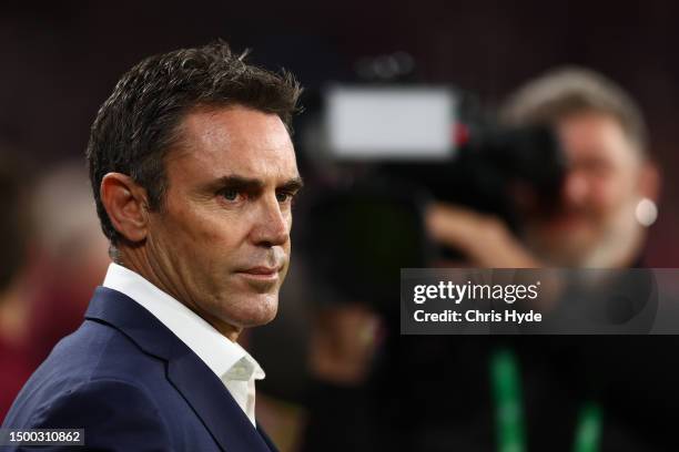 Blues coach Brad Fittler looks on after game two of the State of Origin series between the Queensland Maroons and the New South Wales Blues at...