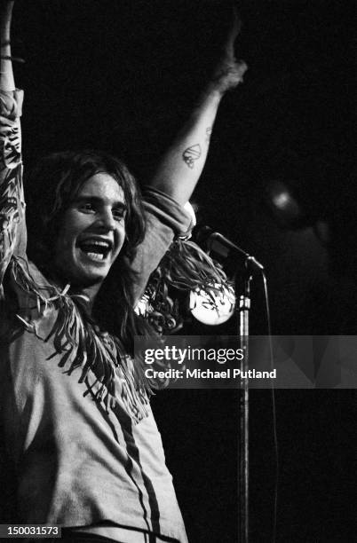 Singer Ozzy Osbourne performing with English rock group Black Sabbath at the Royal Albert Hall, London, 17th February 1972.