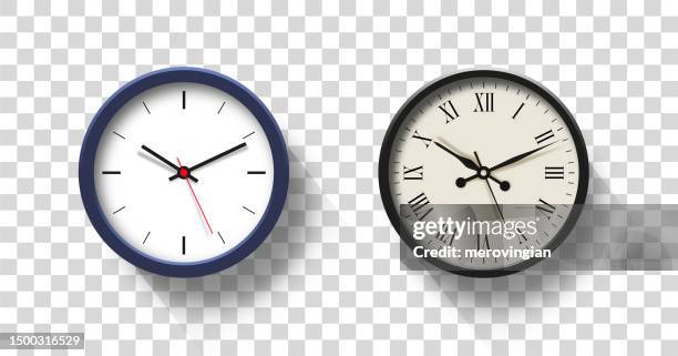 illustrazioni stock, clip art, cartoni animati e icone di tendenza di orologio vintage e moderno con numeri romani e arabi isolati su sfondo trasparente - clock