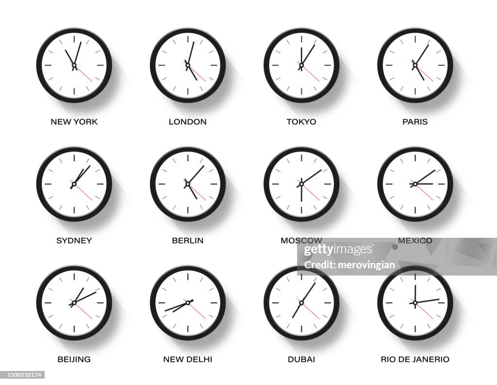 Forever Time Clock Time Zones With Clocks High-Res Vector Graphic - Getty Images