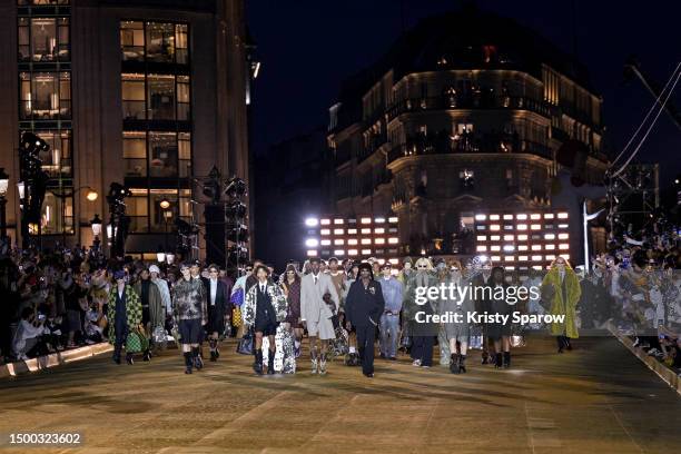 Models walk the runway during the Louis Vuitton Menswear Spring/Summer 2024 show as part of Paris Fashion Week on June 20, 2023 in Paris, France.