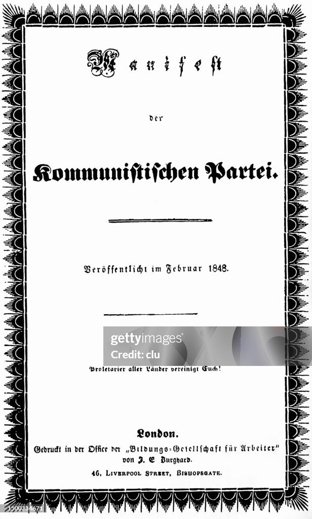 Title of the Communist Manifesto, 1848, by Friedrich Engels and Karl Marxa