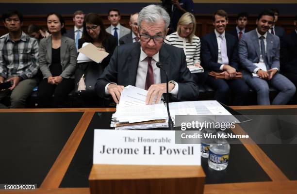 Federal Reserve Chairman Jerome Powell testifies before the House Committee on Financial Services June 21, 2023 in Washington, DC. Powell testified...