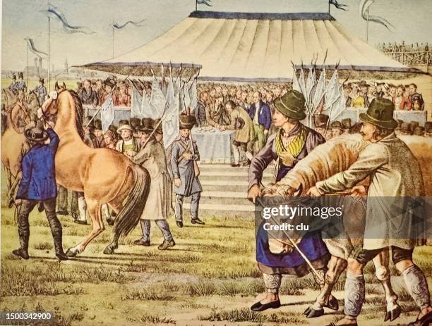 award ceremony at beer fest munich 1824 - munich stock illustrations