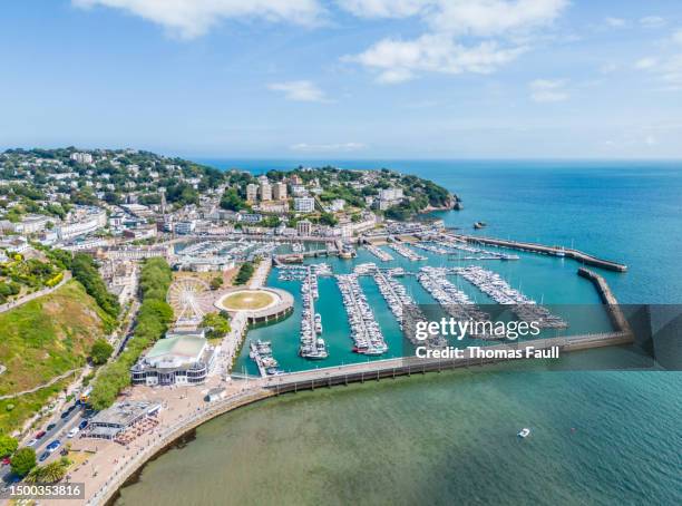 view over torquay harbour - torquay stock pictures, royalty-free photos & images