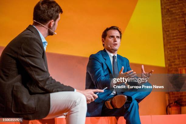 The former president of Ciudadanos Albert Rivera speaks during the 'Is Spain a country of opportunities' event at the opening of the Taleñt 2023...