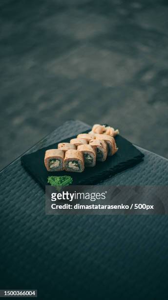 high angle view of food on table,ukraine - fresh wasabi stock-fotos und bilder