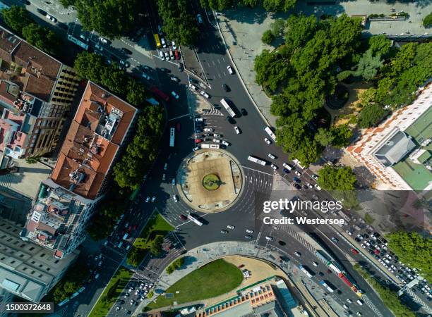 aerial view of madrid centrum - madrid street stock pictures, royalty-free photos & images