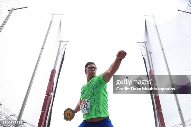 Kristjan Ceh of Slovenia competes in the Men's Discus Throw - Div. 2 during day two of the European Games 2023 at Silesian Stadium on June 21, 2023...