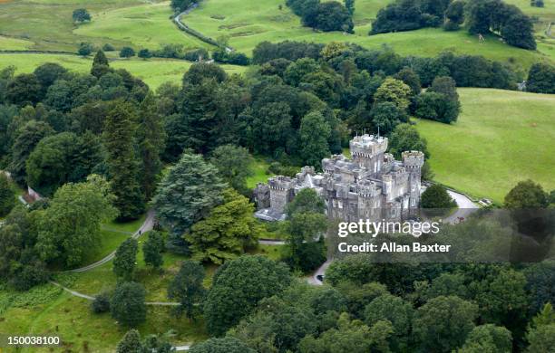 aerial view of wray castle - lancaster lancashire stock-fotos und bilder