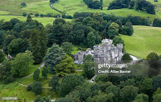 aerial view of wray castle - castle in uk stock pictures, royalty-free photos & images