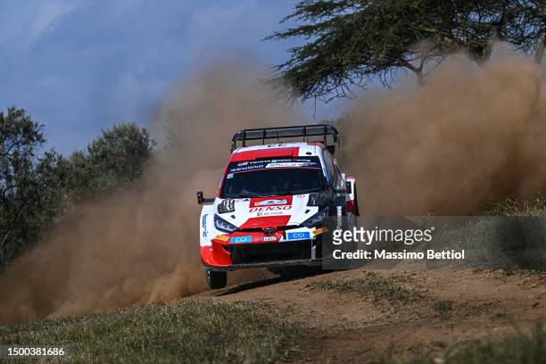 Elfyn Evans of Great Britain and Scott Martin of Great Britain are competing with their Toyota Gazoo Racing WRT Toyota GR Yaris Rally1 during the...
