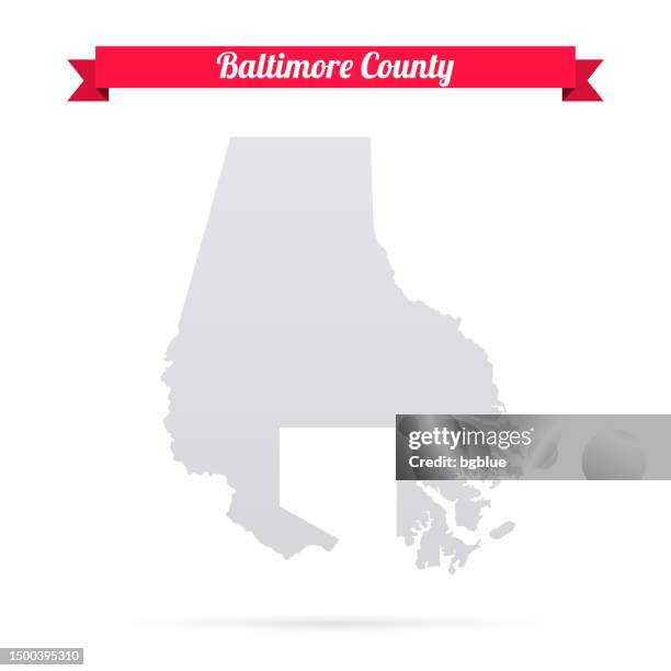 baltimore county, maryland. map on white background with red banner - baltimore map stock illustrations