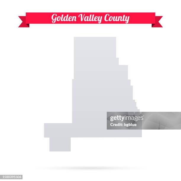 golden valley county, montana. map on white background with red banner - golden valley stock illustrations