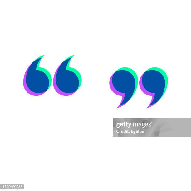 stockillustraties, clipart, cartoons en iconen met quotation marks. icon with two color overlay on white background - anaglyph beeld