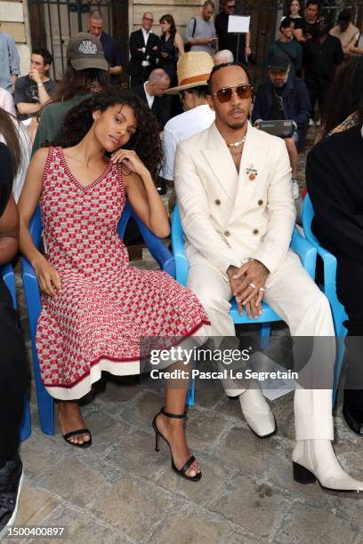 Tina Kunakey and Lewis Hamilton attend the Wales Bonner Menswear Spring/Summer 2024 show as part of Paris Fashion Week on June 21, 2023 in Paris,...