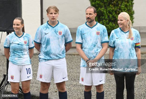 Crown Prince Haakon, Prince Sverre Magnus, Crown Princess Mette-Marit and Princess Ingrid Alexandra attend a Friendship Football Match at Skaugum...