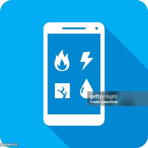 natural disasters smartphone icon silhouette - work safety touchscreen stock illustrations
