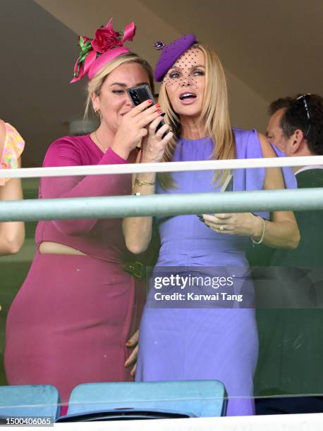 Josie Gibson and Amanda Holden attend day two of Royal Ascot 2023 at Ascot Racecourse on June 21, 2023 in Ascot, England.