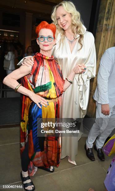 Sandy Powell and Gwendoline Christie attend the V&A Summer Party and DIVA exhibition preview, supported by Net-A-Porter, on June 21, 2023 in London,...