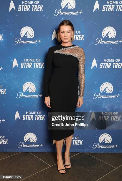 Rebecca Romijn attends the launch screening of "Star Trek: Strange New Worlds" Episode 2 at The Outernet on June 21, 2023 in London, England.