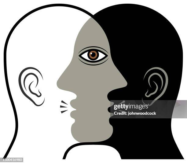a pair of talking heads illustration - human head stock illustrations