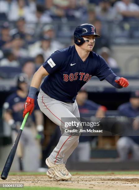 Reese McGuire of the Boston Red Sox in action against the New York Yankees at Yankee Stadium on June 11, 2023 in the Bronx borough of New York City....