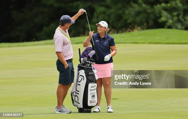 Angela Stanford during a practice round prior to the during the KPMG Women's PGA Championship at Baltusrol Golf Club on June 21, 2023 in Springfield,...