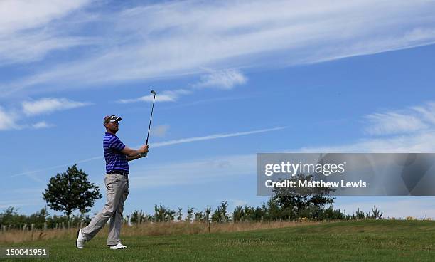 Craig shave of Whetstone Golf Club plays a shot from the 5th fairway during the third day of the Glenmuir PGA Professional Championship at Carden...