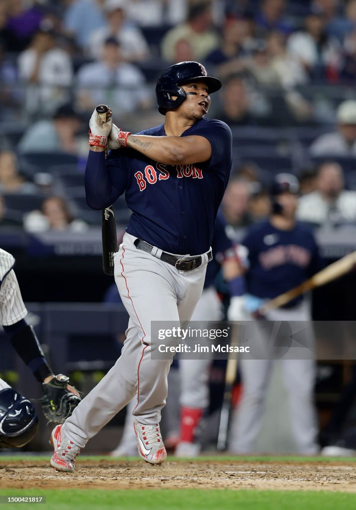 Rafael Devers of the Boston Red Sox in action against the New York News  Photo - Getty Images