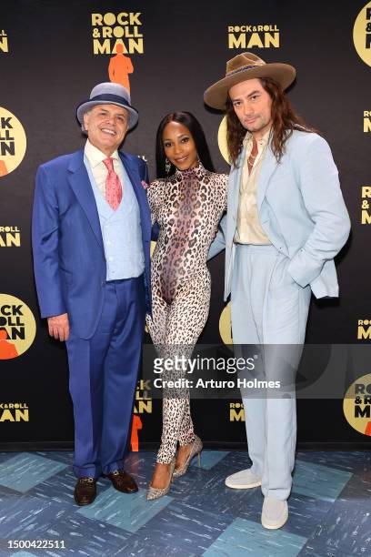 Joe Pantoliano, Valisa Lekae and Constantine Maroulis attend the "Rock & Roll Man" Off Broadway Opening Night at New World Stages on June 21, 2023 in...
