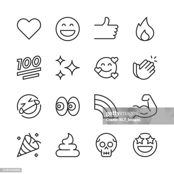 emoji icons — monoline serie - emoticon stock-grafiken, -clipart, -cartoons und -symbole