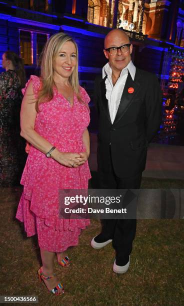 Victoria Coren Mitchell and Harry Hill attend the V&A Summer Party and DIVA exhibition preview, supported by Net-A-Porter, on June 21, 2023 in...