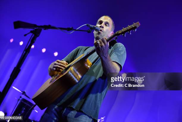 Jack Johnson performs on stage at the Eventim Apollo on June 21, 2023 in London, England.