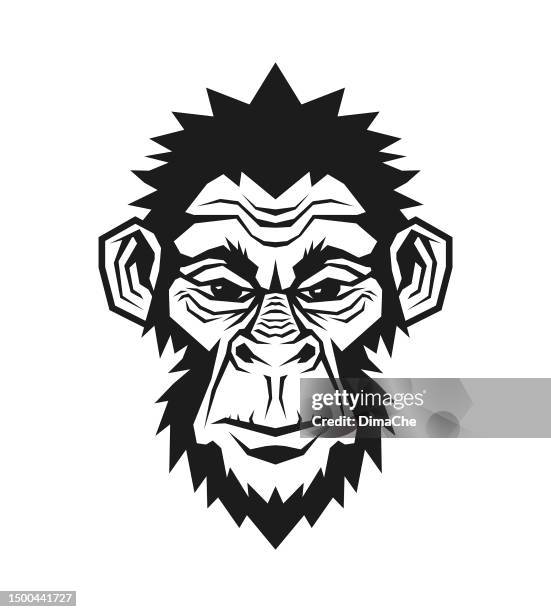 gorilla head cut out silhouette. ape, monkey character mascot - mountain gorilla stock illustrations