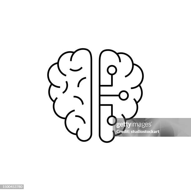 artifical intelligence line icon, editable stroke - intelligence icon stock illustrations