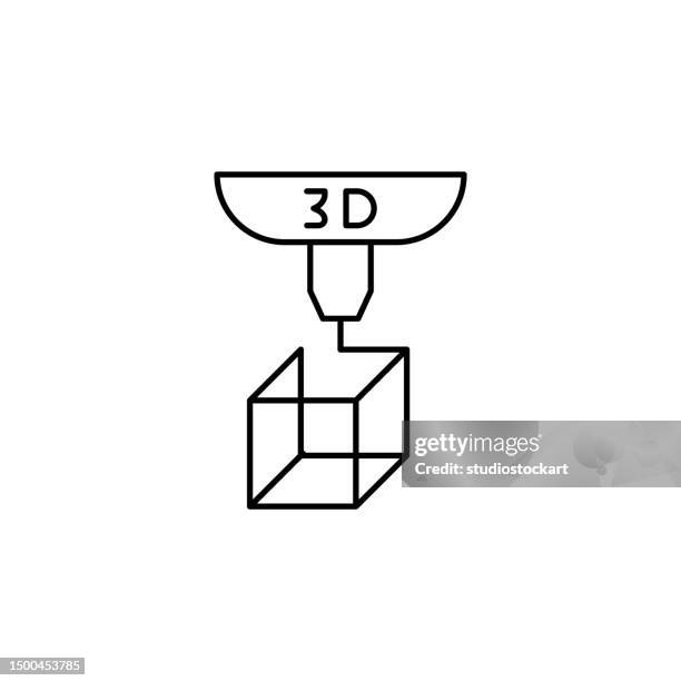 3d printer line icon editable stroke - packaging mockup stock illustrations