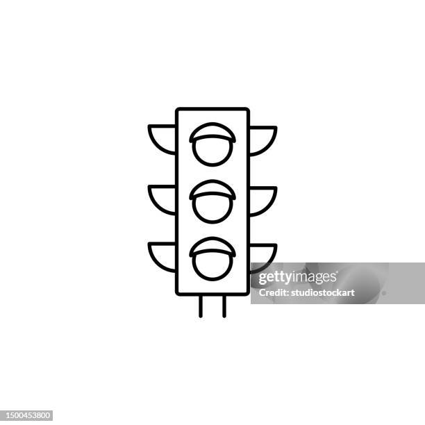 traffic light line icon editable stroke - stop light stock illustrations